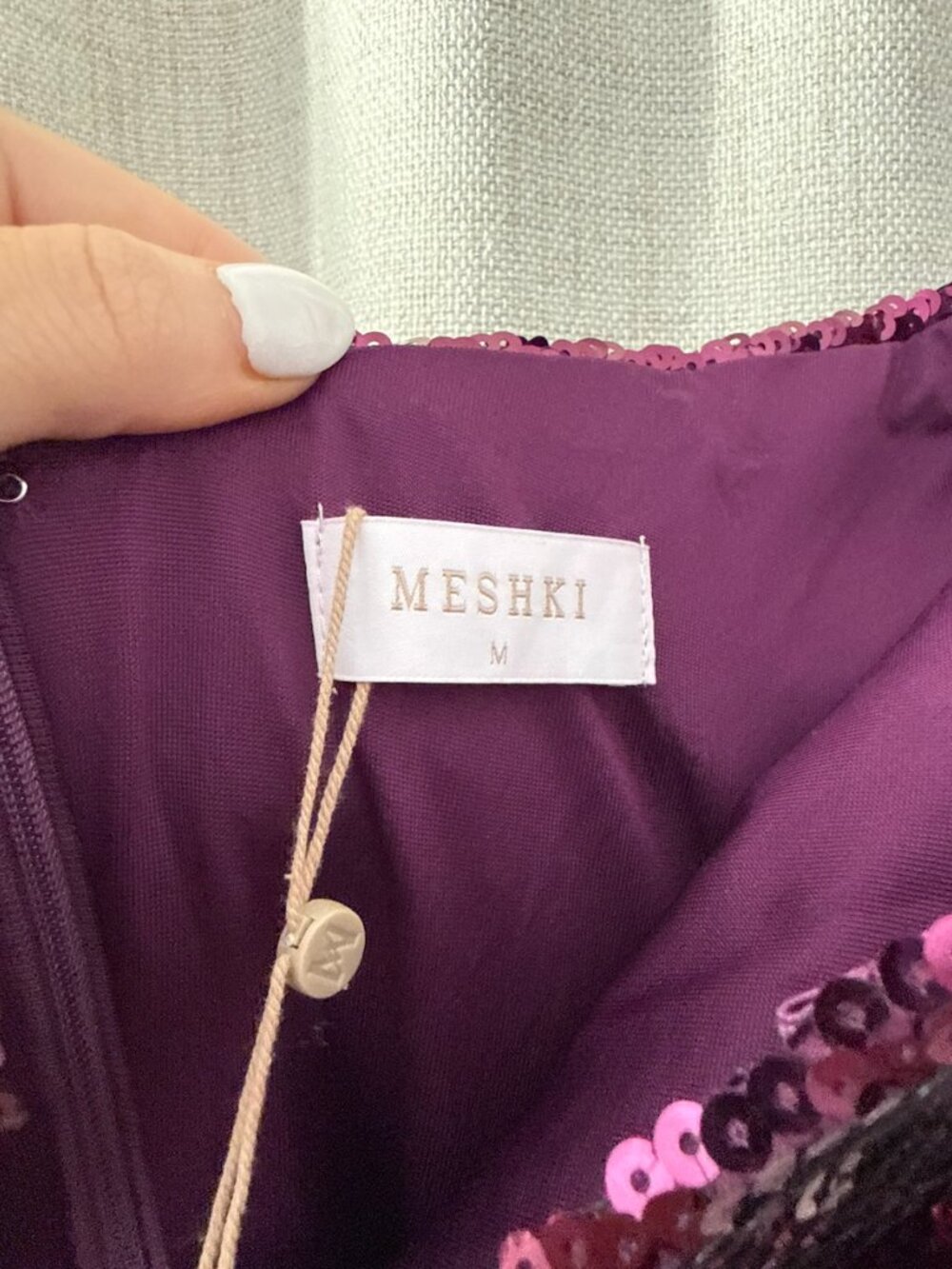 Meshki Winston Strapless Sequin Maxi Dress Plum Size S NWT - Picture 5 of 6